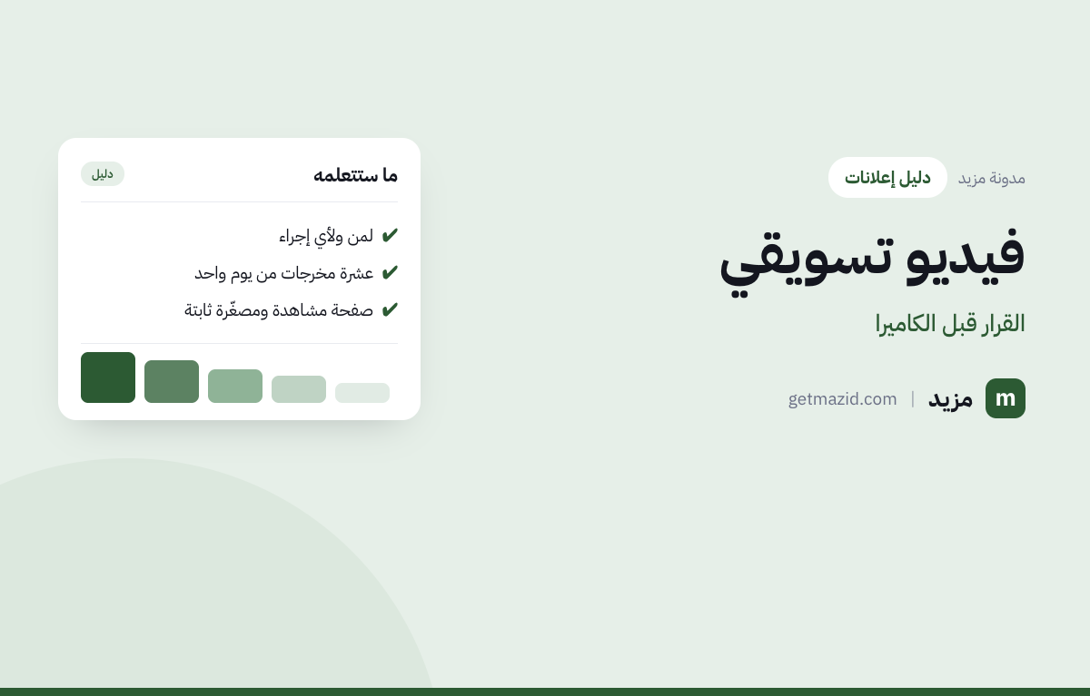 فيديو تسويقي: لمن ولأي إجراء، عشرة مخرجات من يوم واحد، صفحة مشاهدة ومصغّرة ثابتة